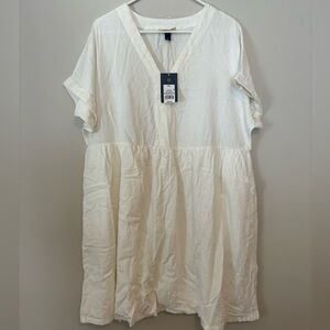 Universal Thread Linen Short Sleeve Shirt Dress White XXL